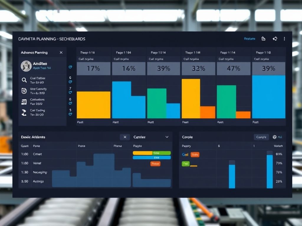 Advanced planning scheduling dashboard with factory production lines