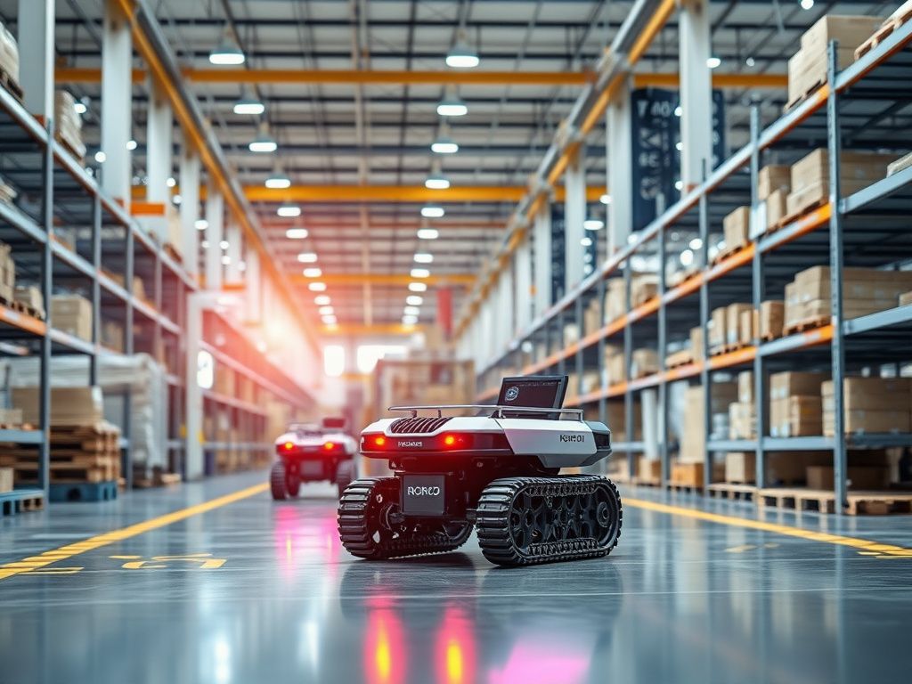 Autonomous mobile robots moving materials through a bright factory